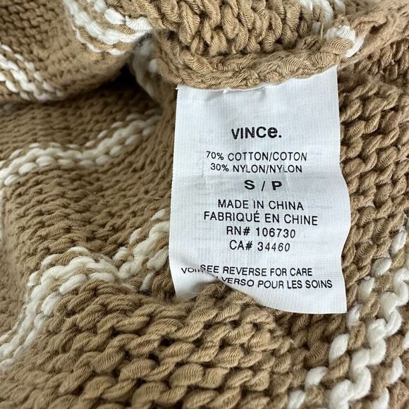 Vince Tan White Striped Pullover Sweater Size Small - Picture 7 of 8